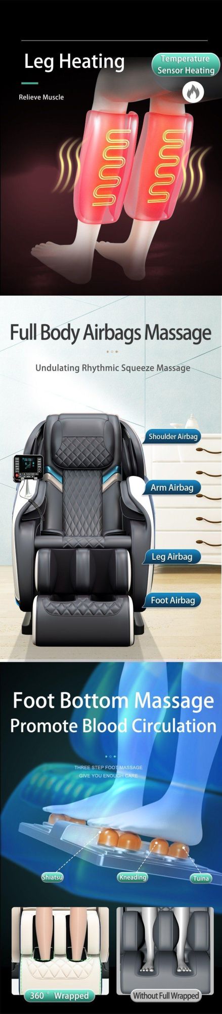 Full Body Airbags Vibration Massage Chair for Living Room Use