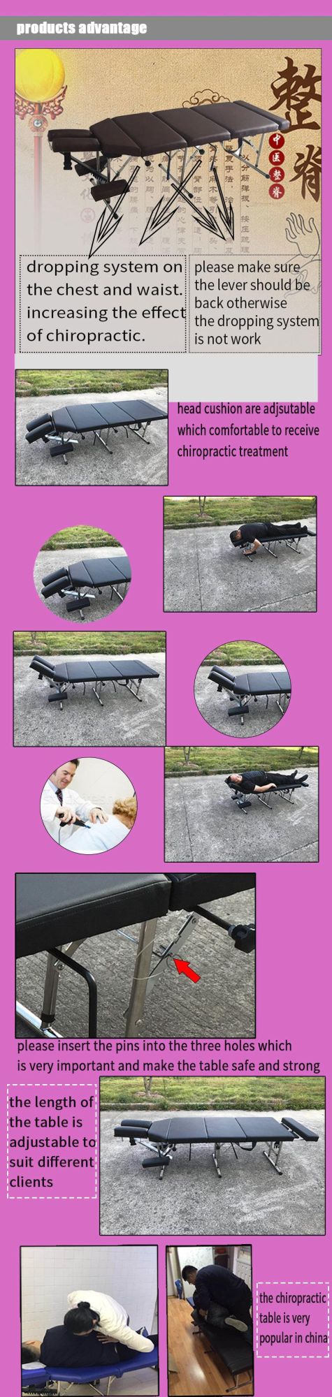 Portable Stainless Steel Droo Chiropractic Table Chiropractic Equipment Mtl-012