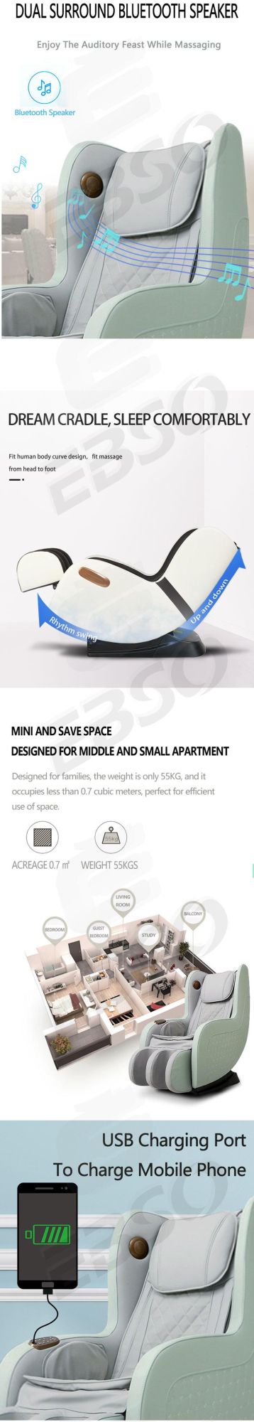 Luxury Electric Zero Gravity Space Capsule SL Track Armchair Shiatsu Relax Full Body Office Massage Chair with Music
