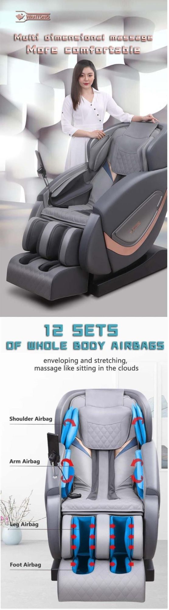 Electric China Luxury Leather Heated Recliner Massage Chairs Price