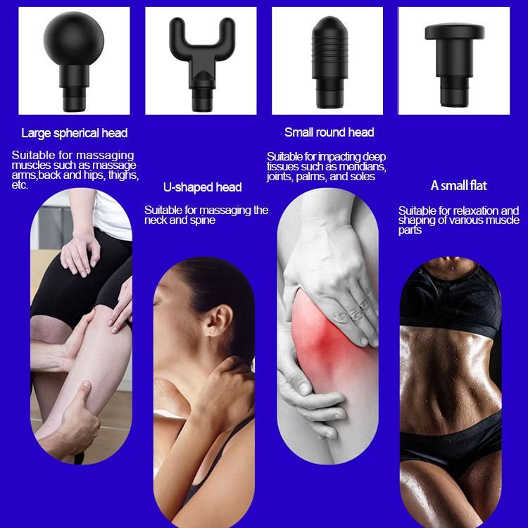 New Gym Fitness Equipment Cordless Portable Deep Tissue Fascia Gun Muscle Body Massager Massage Gun with 6 Heads