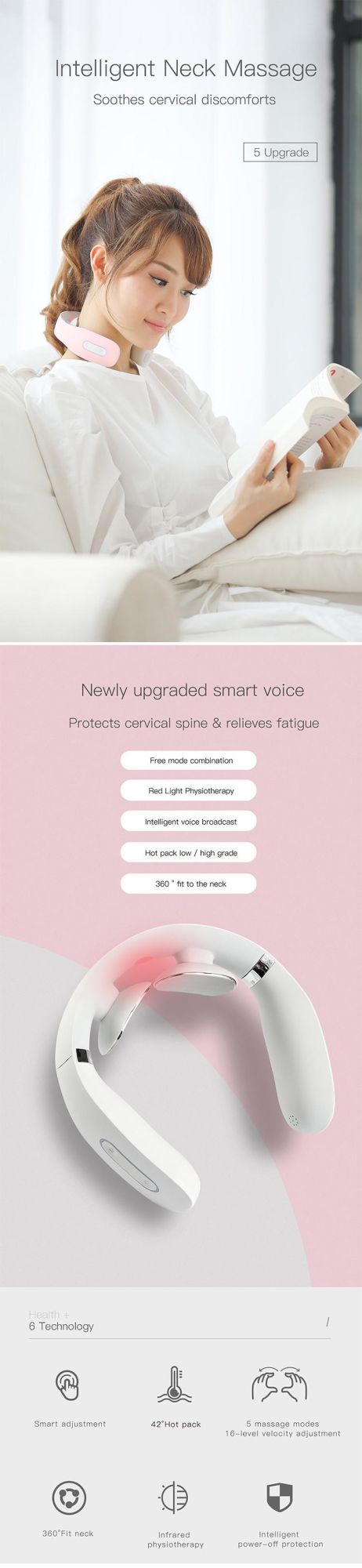 Electric Pulse Back Rechargeable Neck Cervical Vertebra Massager