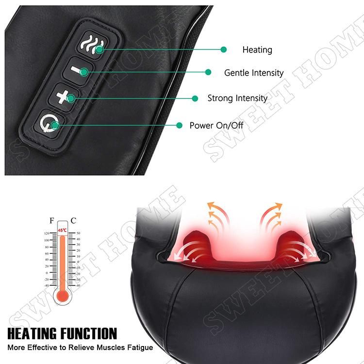 Electric Shiatsu Neck Shoulder Back Pain Massage Machine Heated Full Body Kneading Massager for Car and Home