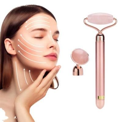 Factory Wholesale Beauty Skincare Facial Massage Tools 24K Gold Beauty Bar Vibrating Rose Quartz Electric Face Jade Roller
