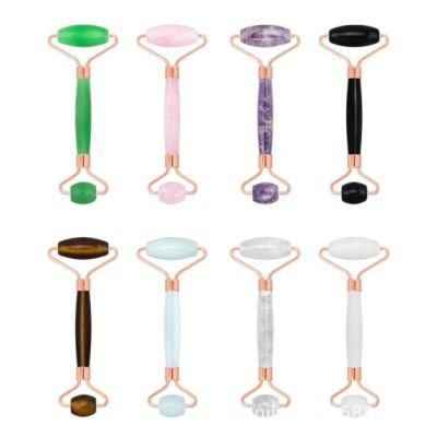 Skincare Beauty Pink Rose Massager Quartz Roller Real Crystal Jade Facial Face Roller Massager Tool