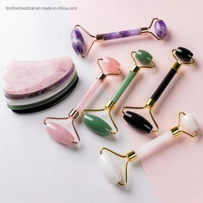 2022 Natural Rose Quartz Amethyst Green Black White Jade Gua Sha Scraping Therapy Gua Sha Tools