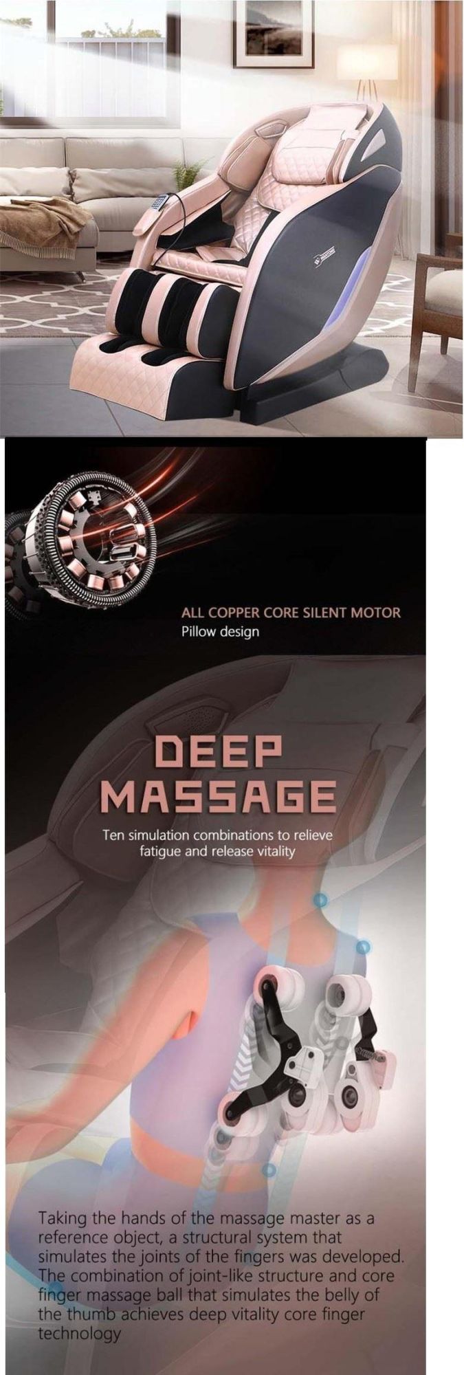 Electric Full Body Massager Vibration Air Squeezing Shiatsu L Track Massage Chair