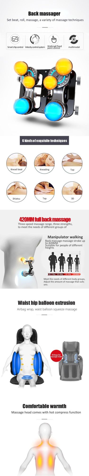 Massager Neck Waist Shoulder Back Massage Cushion Back Opener Household Full-Body Massager