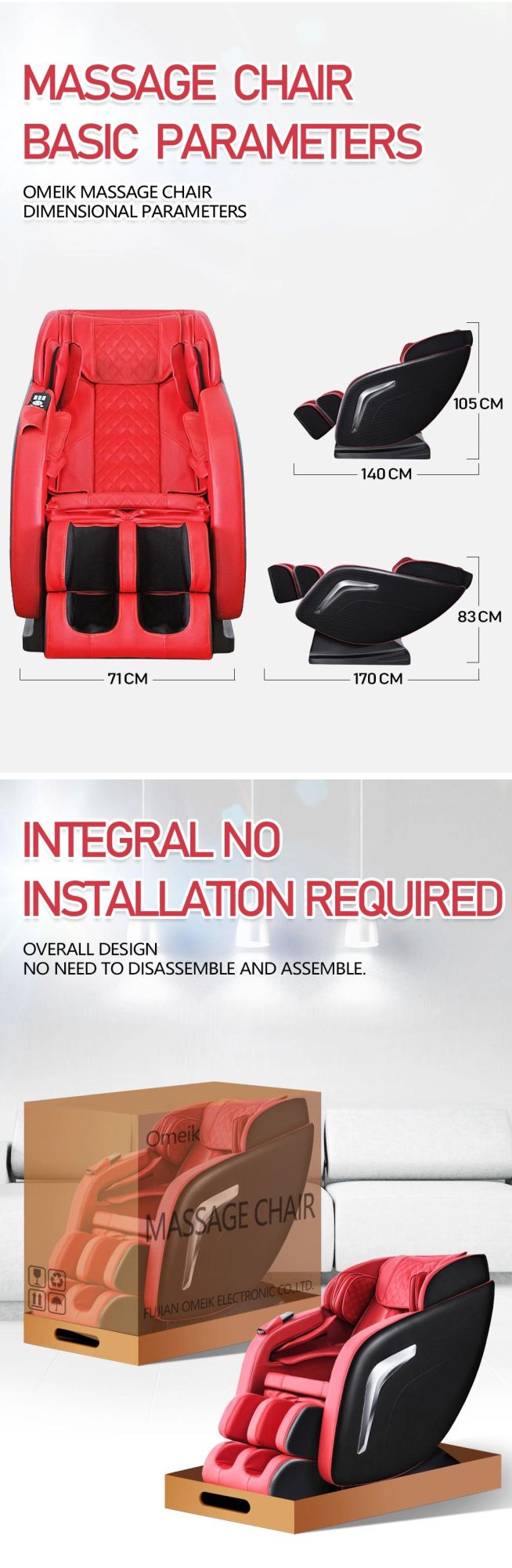 2020 Modern Popular Full Body Airbag Shiatsu Relax Massage Chair
