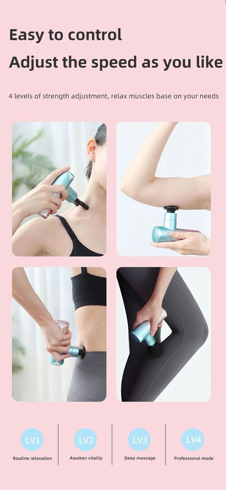 Portable Mini Massage Gun with 6 Heads and Multiple Colors