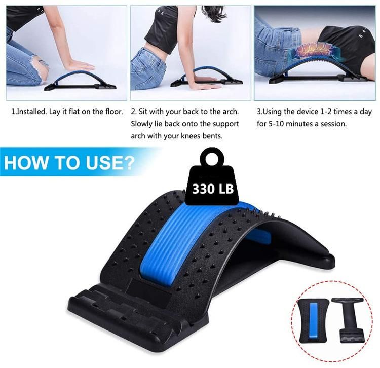 Adjustable Net Back Massage Stretcher Magic Stretching Custion Waist Device 2021 with Cushion for Bed Chair Car