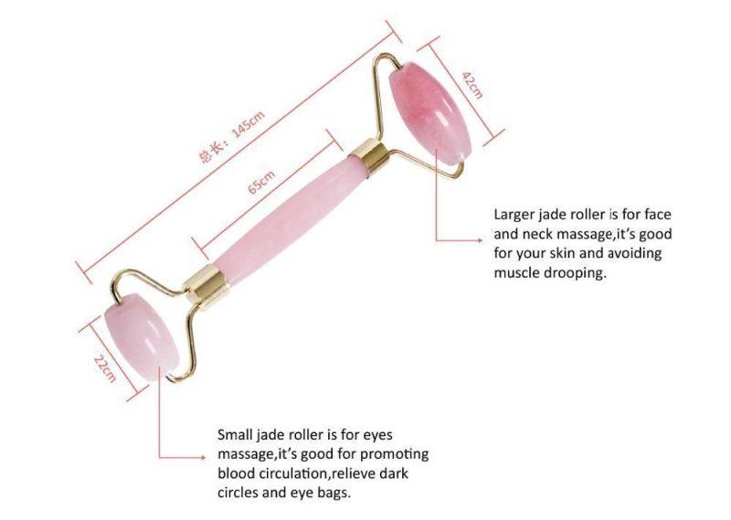 OEM 100% Natural Jade Luxury Facial Pink Rose Quartz Crystal Roller Massage