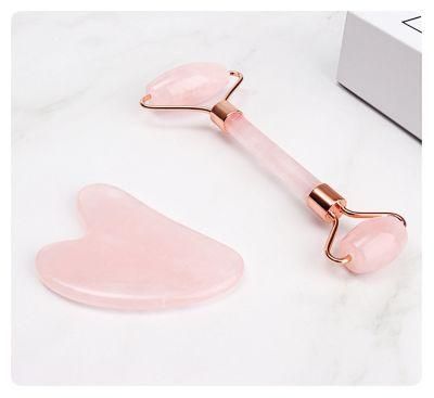 Best Sellers Jade Roller Set 100% Rose Quartz Gua Sha Jade Roller for Face Pink Color Skin Care Jade Roller