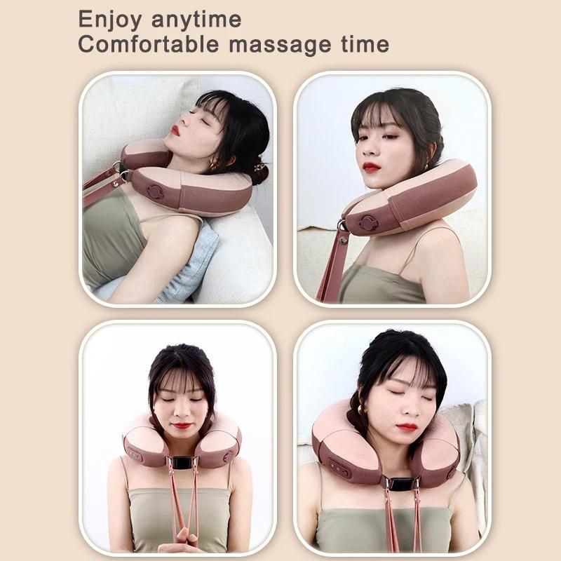 Airplane Sleeping Round-Shaped Air Bag Type Portable Neck Massager Shiatu Massage Travel Pillow