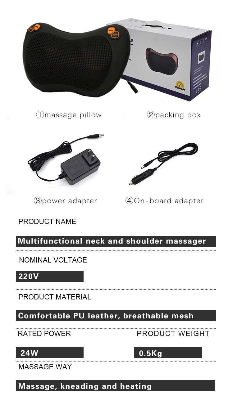 2022 OEM ODM Hot Sale Huangtai Full Body Deep Kneading Shiatsu Back Heated Neck Massage Pillow for Car Home Office Use