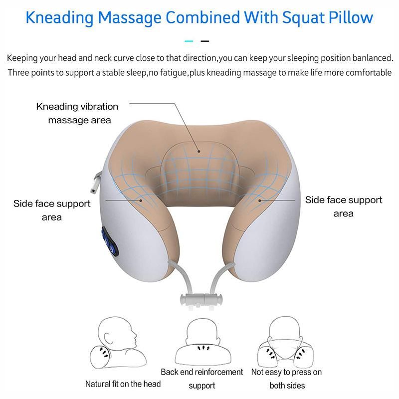 Travel Pillows Portable Electric Neck Massager U-Shaped Memory Foam Massage Neck Pillow for Home Office Traveling