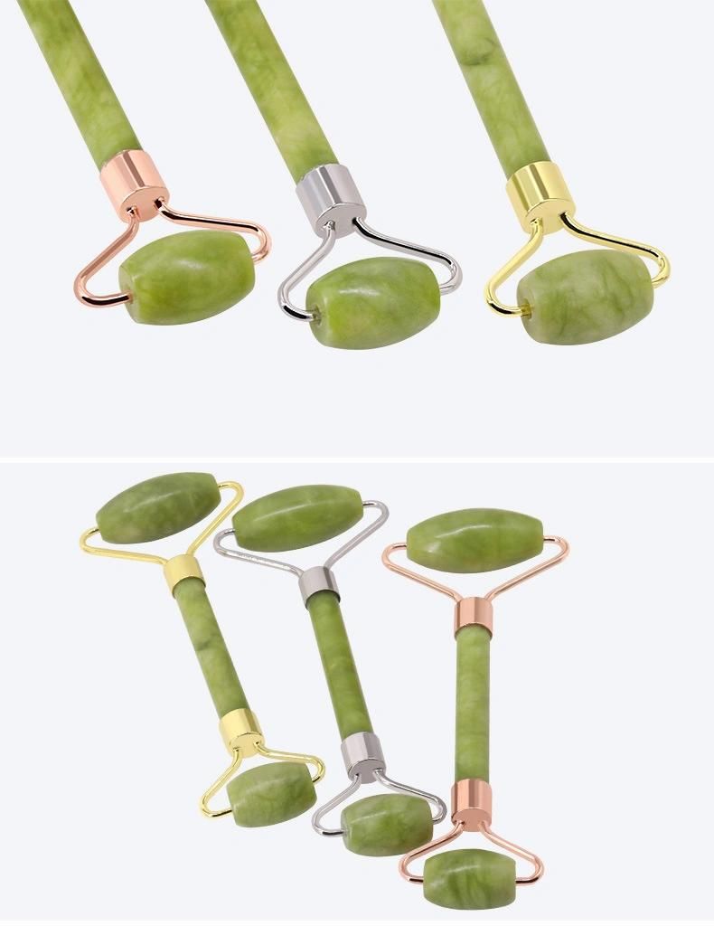 Healthy Facial Beauty Body Head Neck Foot Natural Green Jade Roller for Face Massager Tool