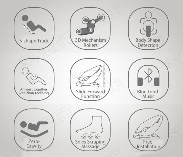 Luxury Electric S Track Zero Gravity Thermal Shiatsu Massage Sofa Chair with Bluetooth Music and Vibration