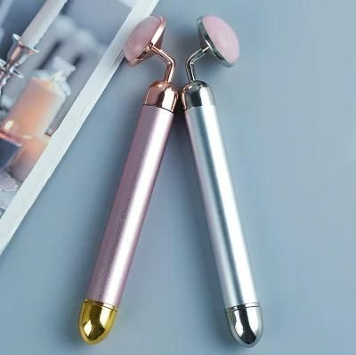 Upgrade 2 in 1 Beauty Anti-Aging Firming Skin Eye Facial Massager Vibrating Electric Jade Face Roller 24K Gold Beauty Bar