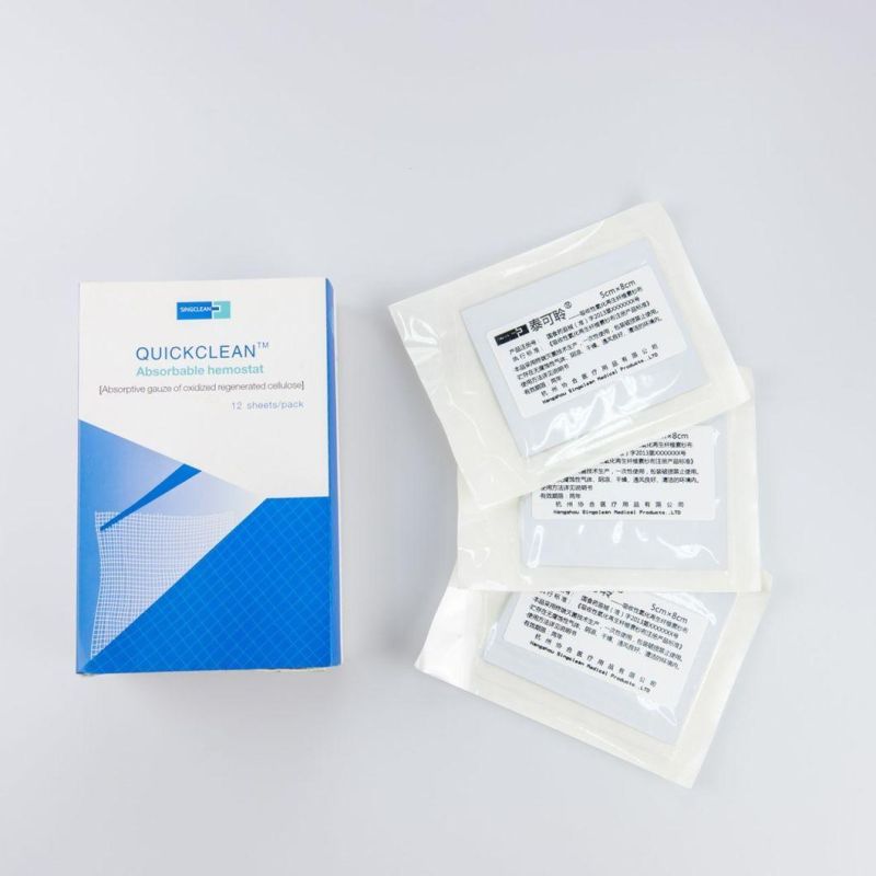 China Manufacturer Medical Surgical Best Sell Absorbable Sterile Soluble Hemostatic Gauze for Hemostasis