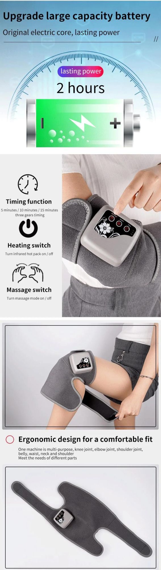 Cordless Smart Pulse Flow Device Heating Knee Massager