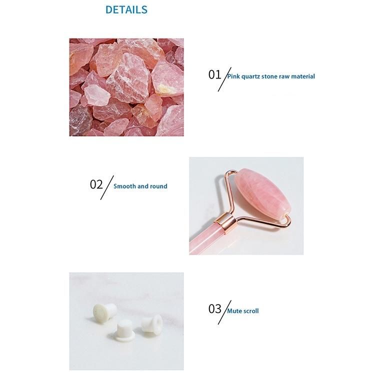 Hot Selling OEM High Quality Jade Stone Facial Messager Roller Anti Aging Welded Natural Rose Quartz Pink Jade Roller for Face