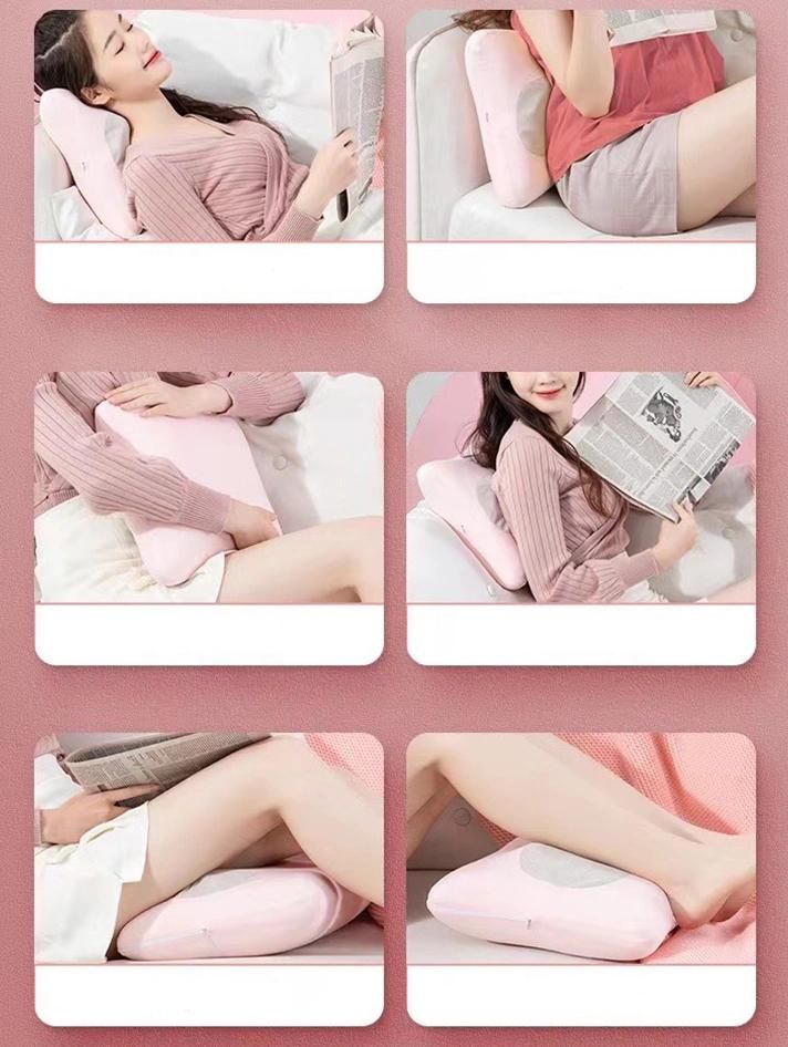 Mini Portable Electric Battery Soft Pink Neck Back Shoulder Waist Shiatsu Kneading Massage Pillow