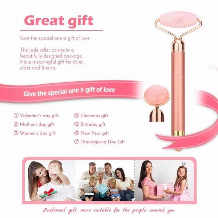 Upgrade 2 in 1 Beauty Anti-Aging Firming Skin Eye Facial Massager Vibrating Electric Jade Face Roller 24K Gold Beauty Bar